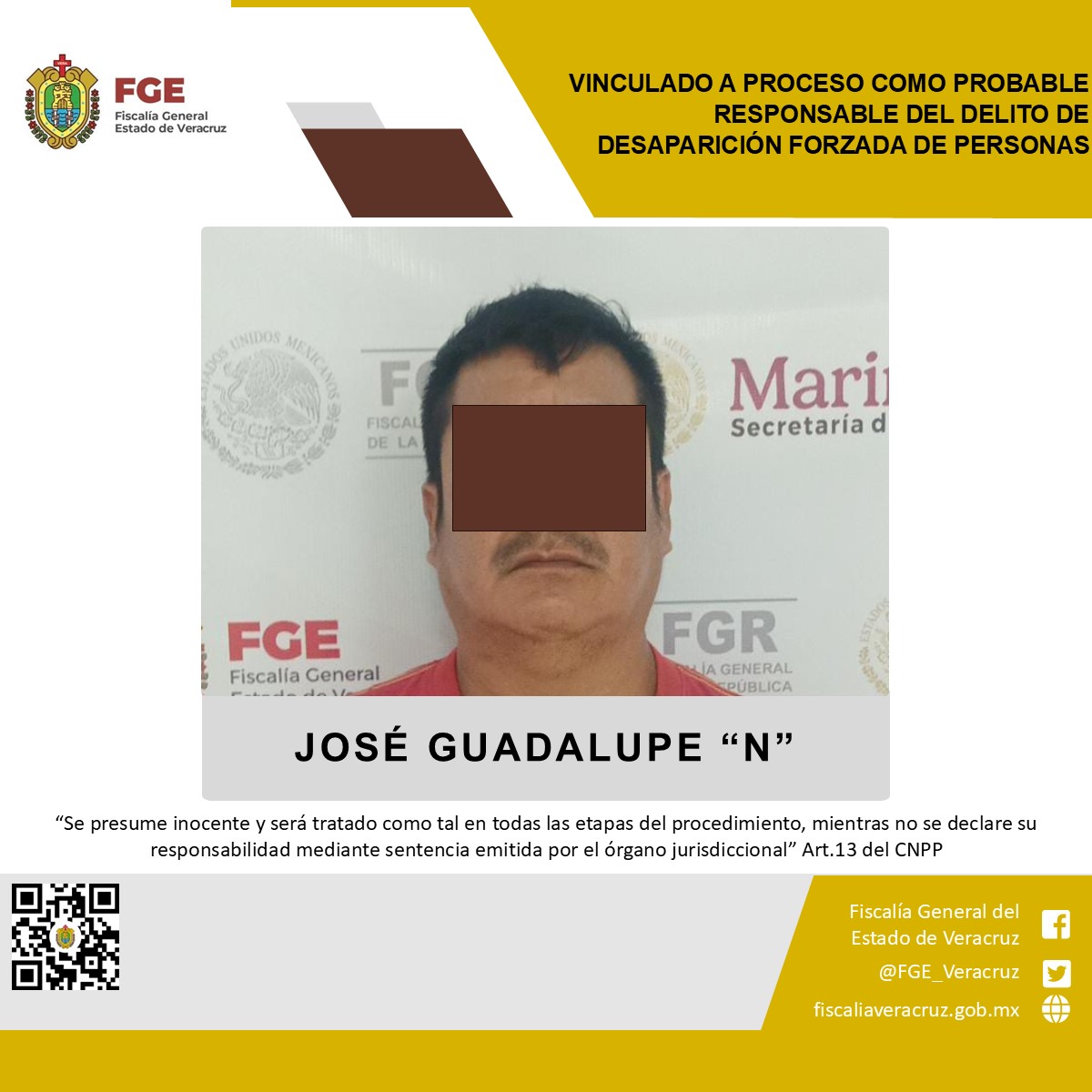 Vinculado a proceso como probable responsable del delito de desaparición forzada de personas