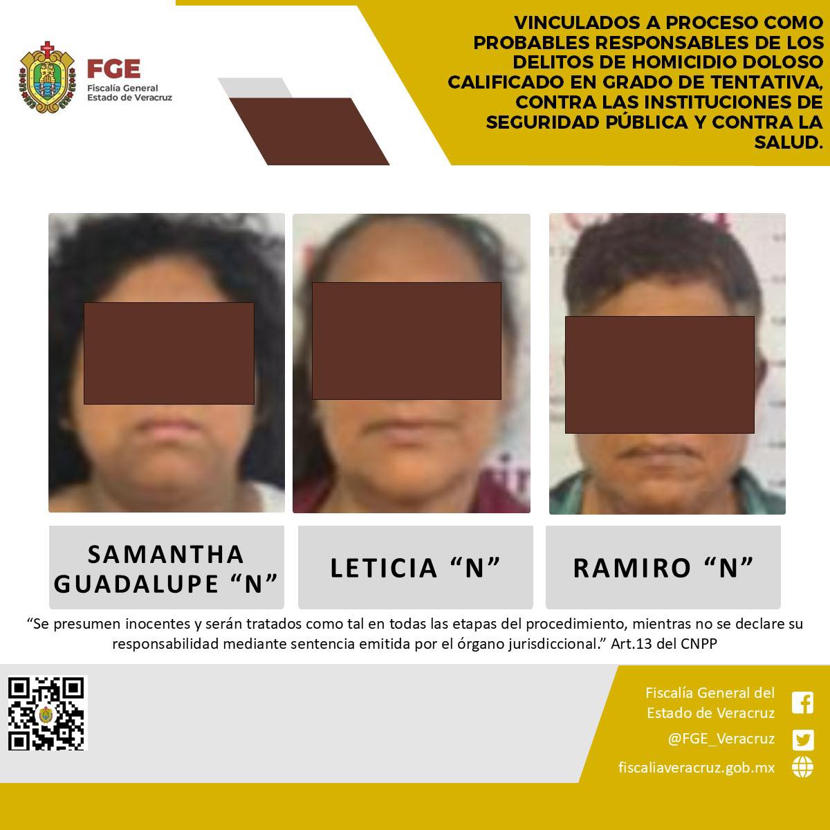 Vinculados a proceso como probables responsables de los delitos de homicidio doloso calificado en grado de tentativa, contra las instituciones de seguridad pública y contra la salud.