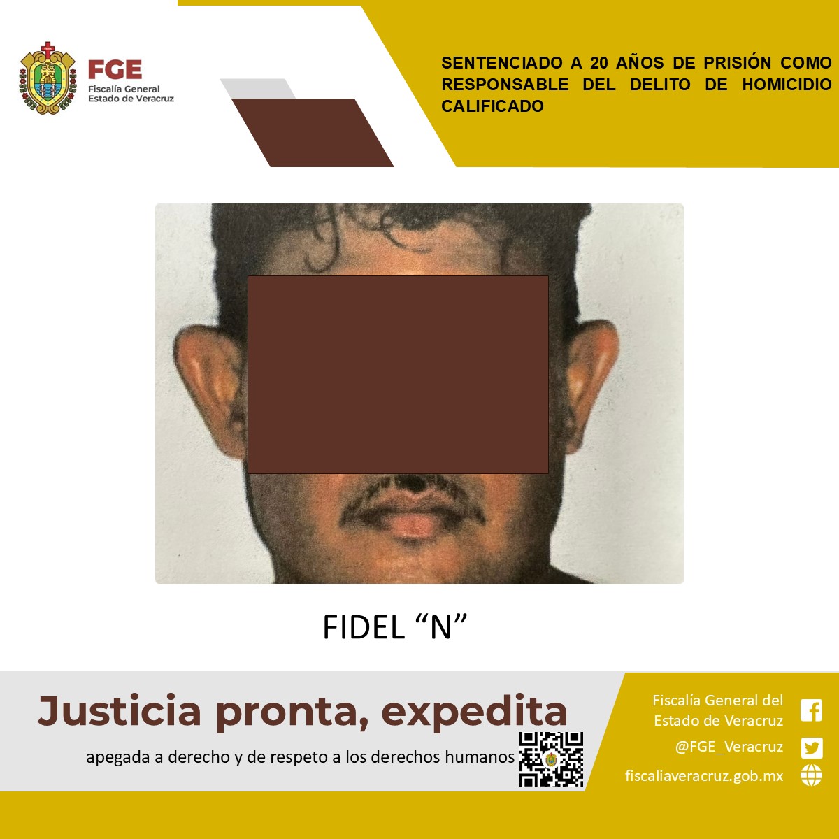 SENTENCIADO A 20 AÑOS DE PRISIÓN COMO RESPONSABLE DEL DELITO DE HOMICIDIO CALIFICADO