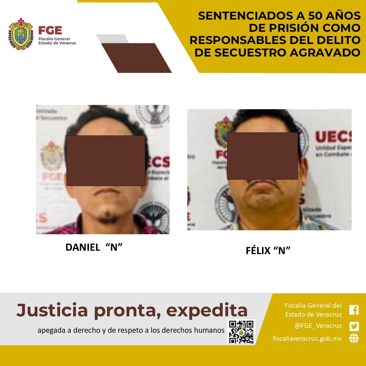 SENTENCIADOS A 50 AÑOS DE PRISIÓN COMO RESPONSABLES DEL DELITO DE SECUESTRO AGRAVADO