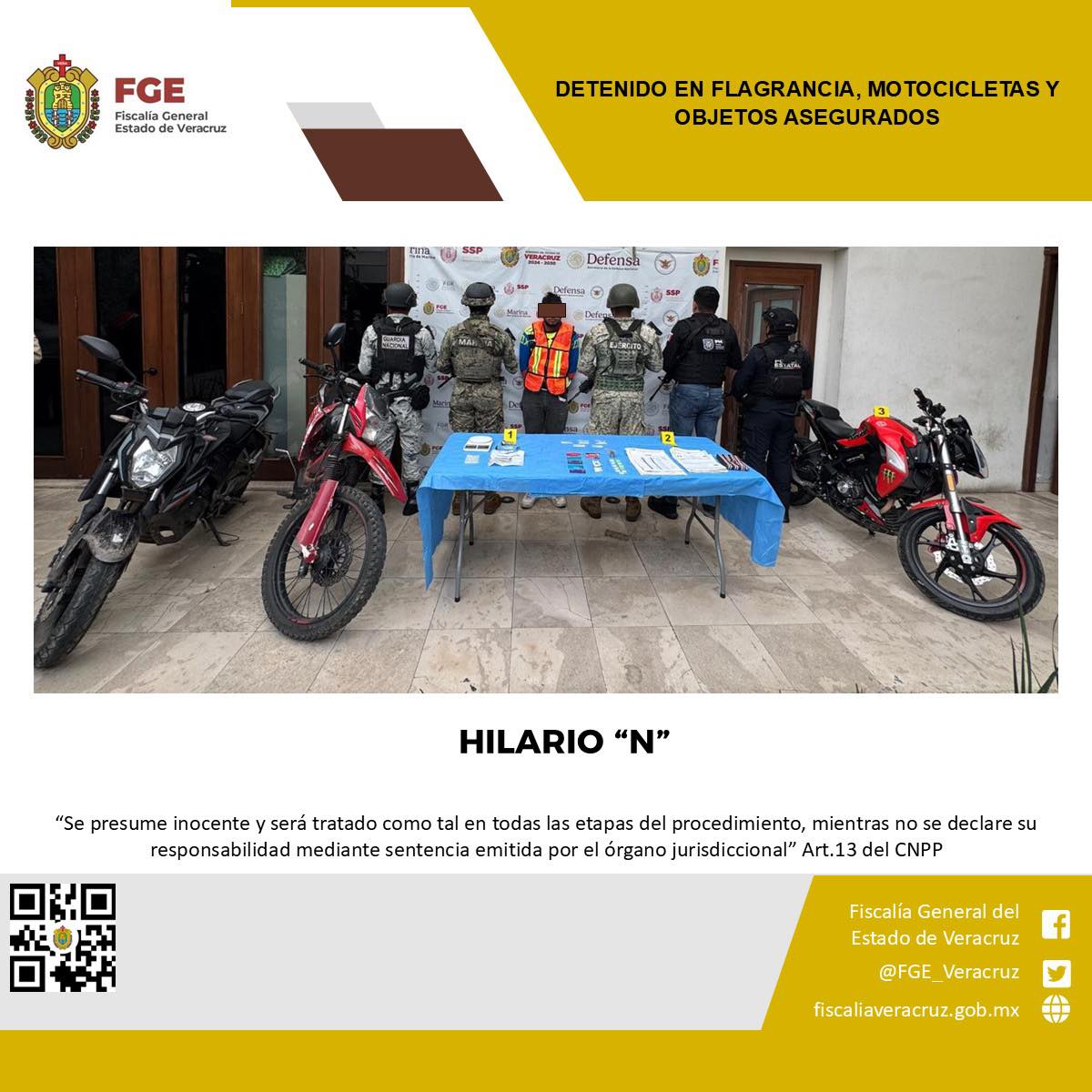 UNA PERSONA DETENIDA, MOTOCICLETAS Y OBJETOS ASEGURADOS EN OPERATIVO DE CATEO CON FUERZAS FEDERALES Y ESTATALES EN YANGA
