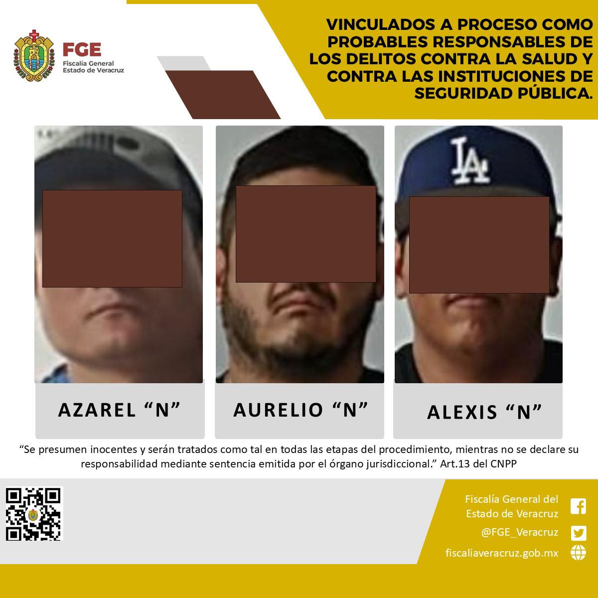 Vinculados a proceso como probables responsables de los delitos contra la salud y contra las instituciones de seguridad pública.