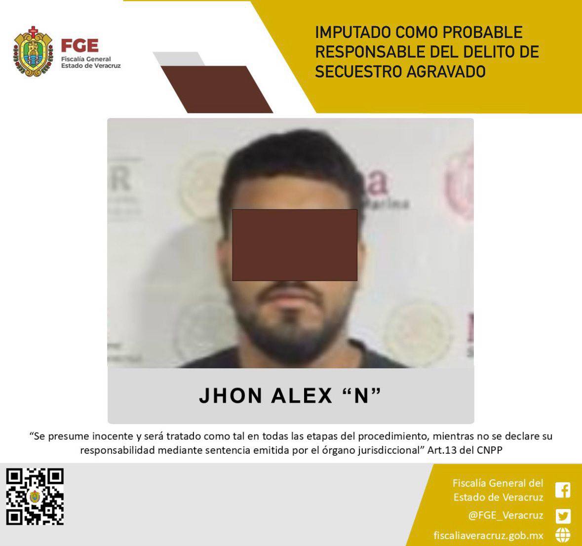 Imputado como probable responsable del delito de secuestro agravado