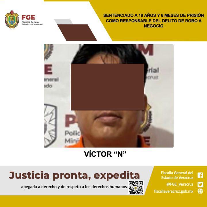 SENTENCIADO A 19 AÑOS Y 6 MESES DE PRISIÓN COMO RESPONSABLE DEL DELITO DE ROBO A NEGOCIO