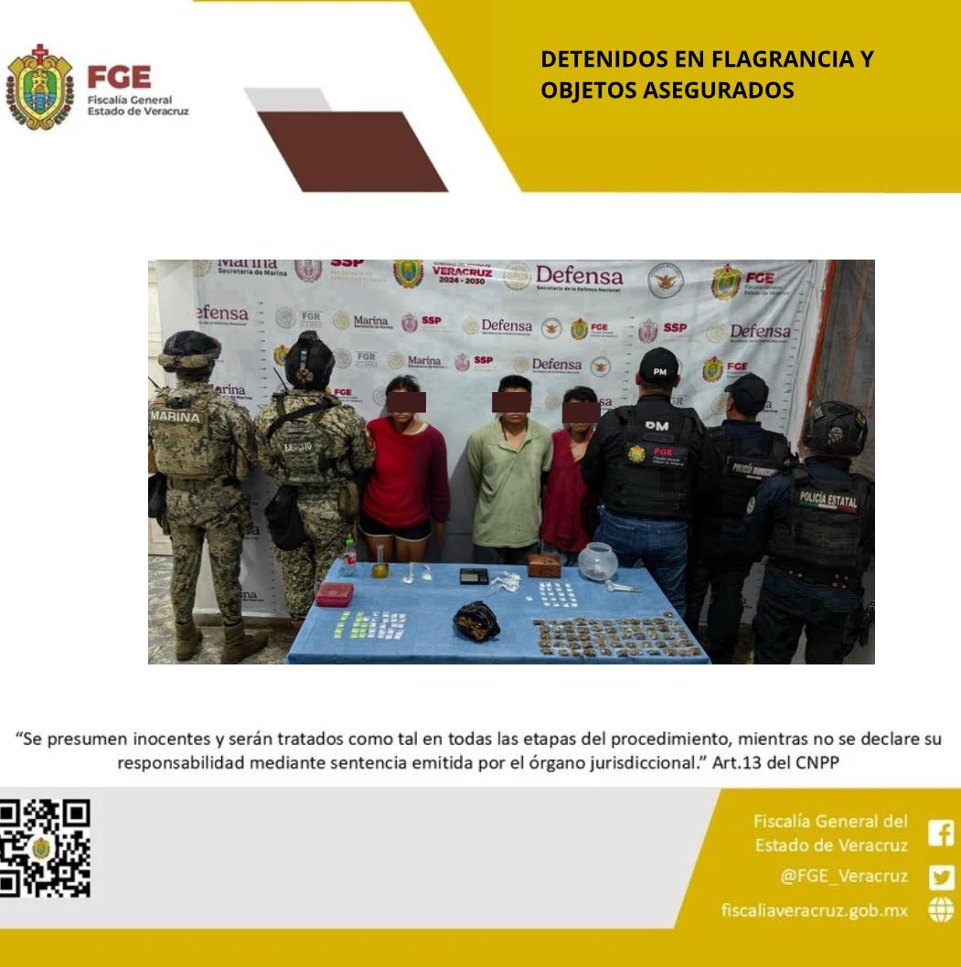 CUATRO PERSONAS DETENIDAS Y OBJETOS ASEGURADOS EN OPERATIVO DE CATEO CON FUERZAS FEDERALES, ESTATALES Y MUNICIPALES EN SAN ANDRÉS TUXTLA