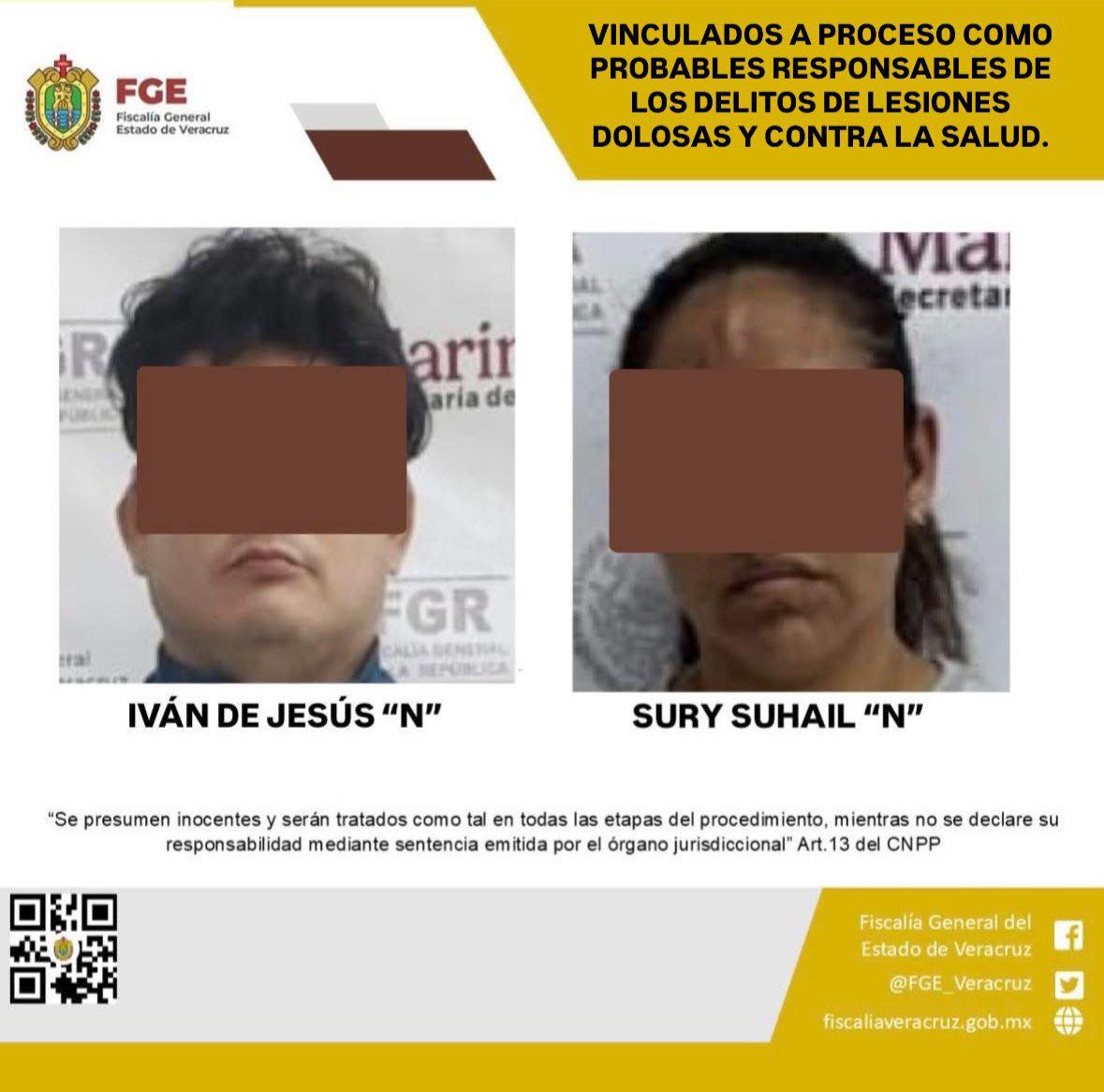 VINCULADOS A PROCESO COMO PROBABLES RESPONSABLES DE LOS DELITOS DE LESIONES DOLOSAS Y CONTRA LA SALUD.