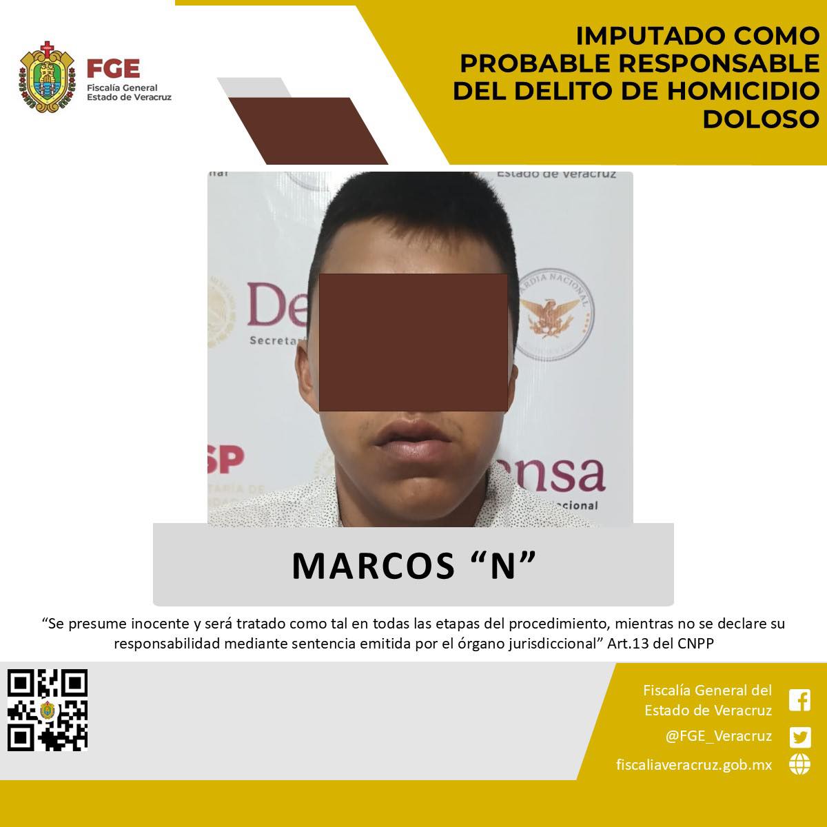 Imputado como probable responsable del delito de homicidio doloso