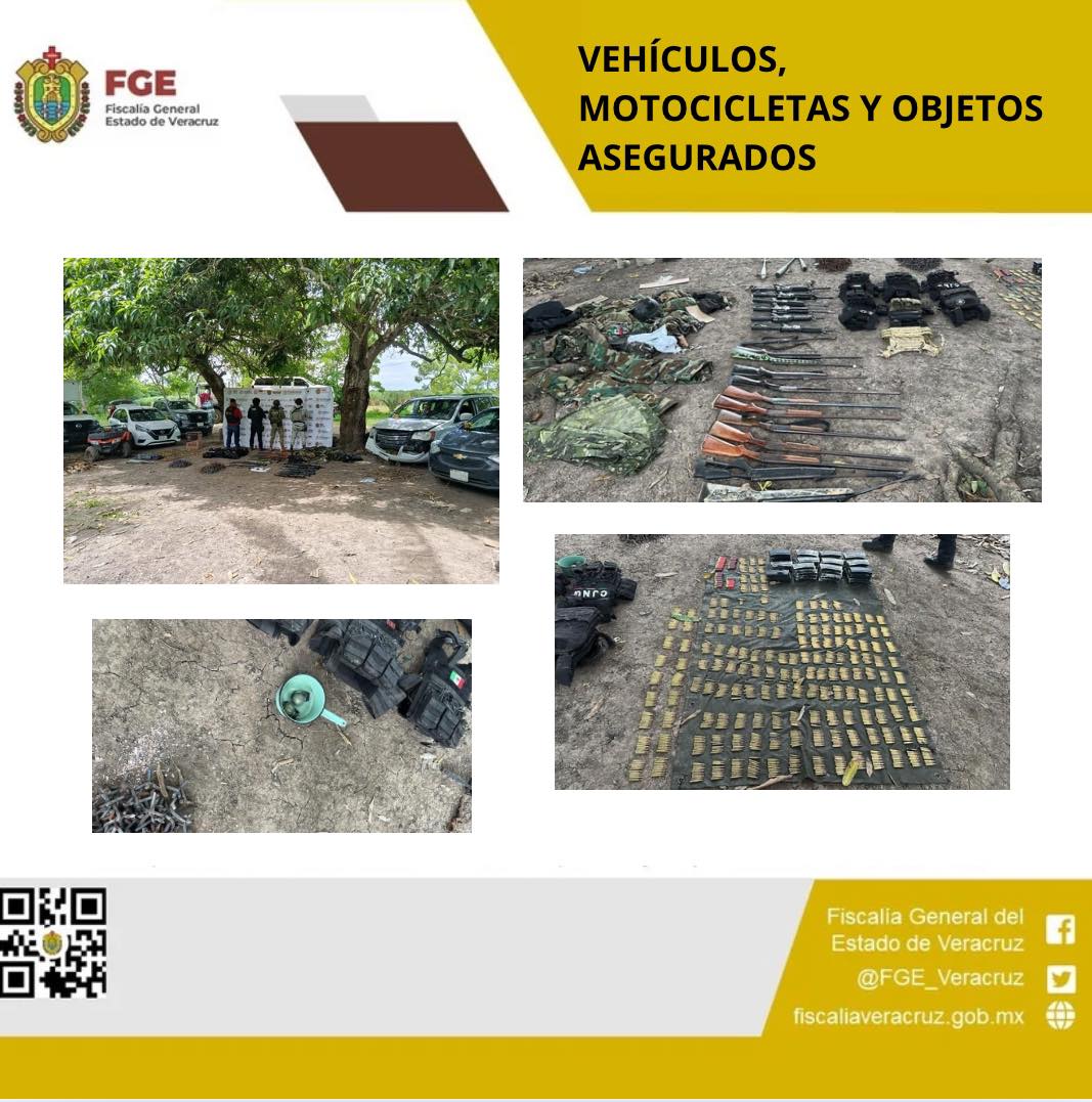 VEHÍCULOS, MOTOCICLETAS Y OBJETOS ASEGURADOS EN OPERATIVO DE CATEO CON FUERZAS FEDERALES Y ESTATALES EN IGNACIO DE LA LLAVE