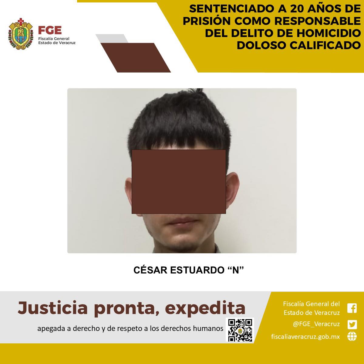 SENTENCIADO A 20 AÑOS DE PRISIÓN COMO RESPONSABLE DEL DELITO DE HOMICIDIO DOLOSO CALIFICADO