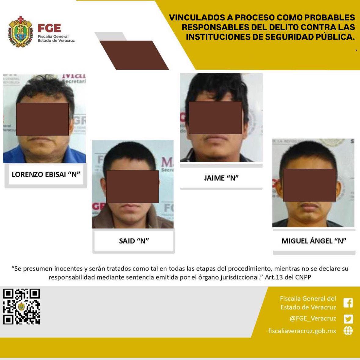 VINCULADOS A PROCESO COMO PROBABLES RESPONSABLES DEL DELITO CONTRA LAS INSTITUCIONES DE SEGURIDAD PÚBLICA.