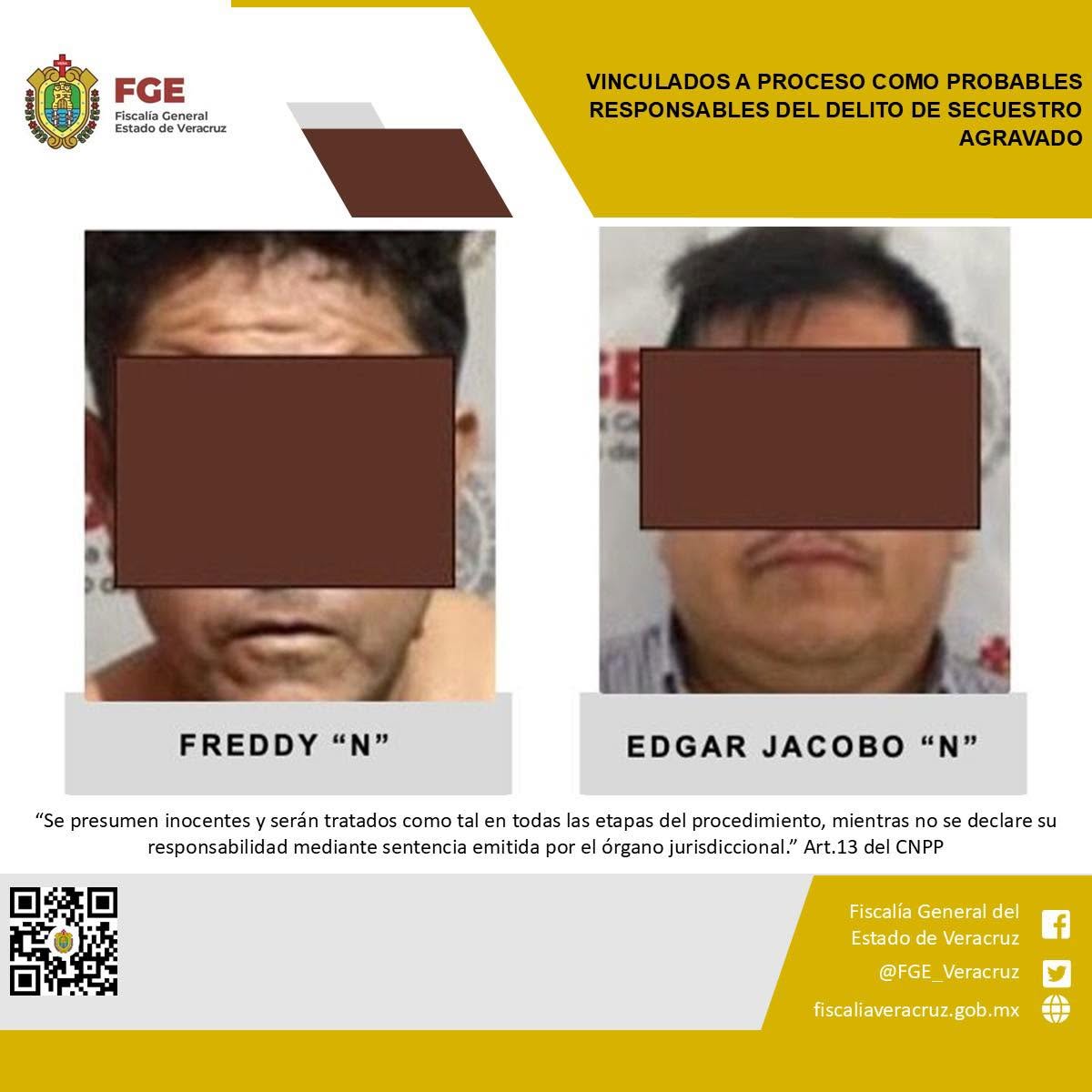 Vinculados a proceso como probables responsables del delito de secuestro agravado