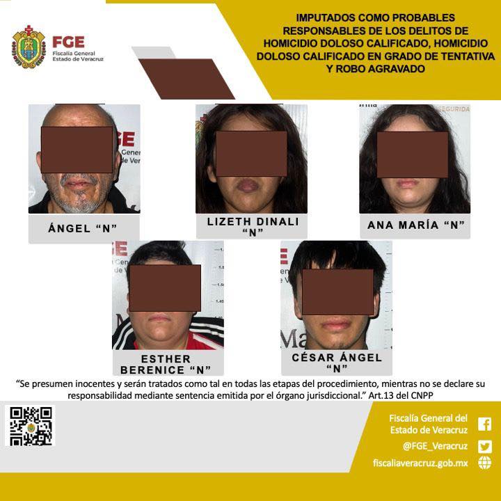 LA FISCALÍA GENERAL DEL ESTADO IMPUTA A CINCO PERSONAS POR LOS DELITOS DE HOMICIDIO DOLOSO CALIFICADO, HOMICIDIO DOLOSO EN GRADO DE TENTATIVA Y ROBO AGRAVADO.