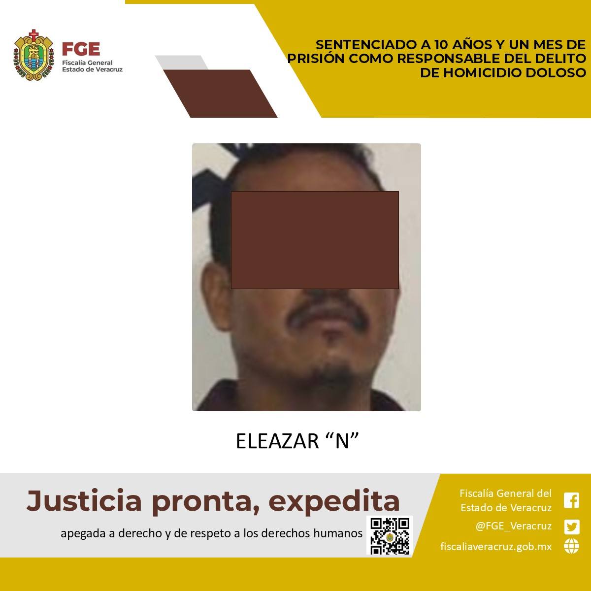 Sentenciado a 10 años y un mes de prisión como responsable del delito de homicidio doloso
