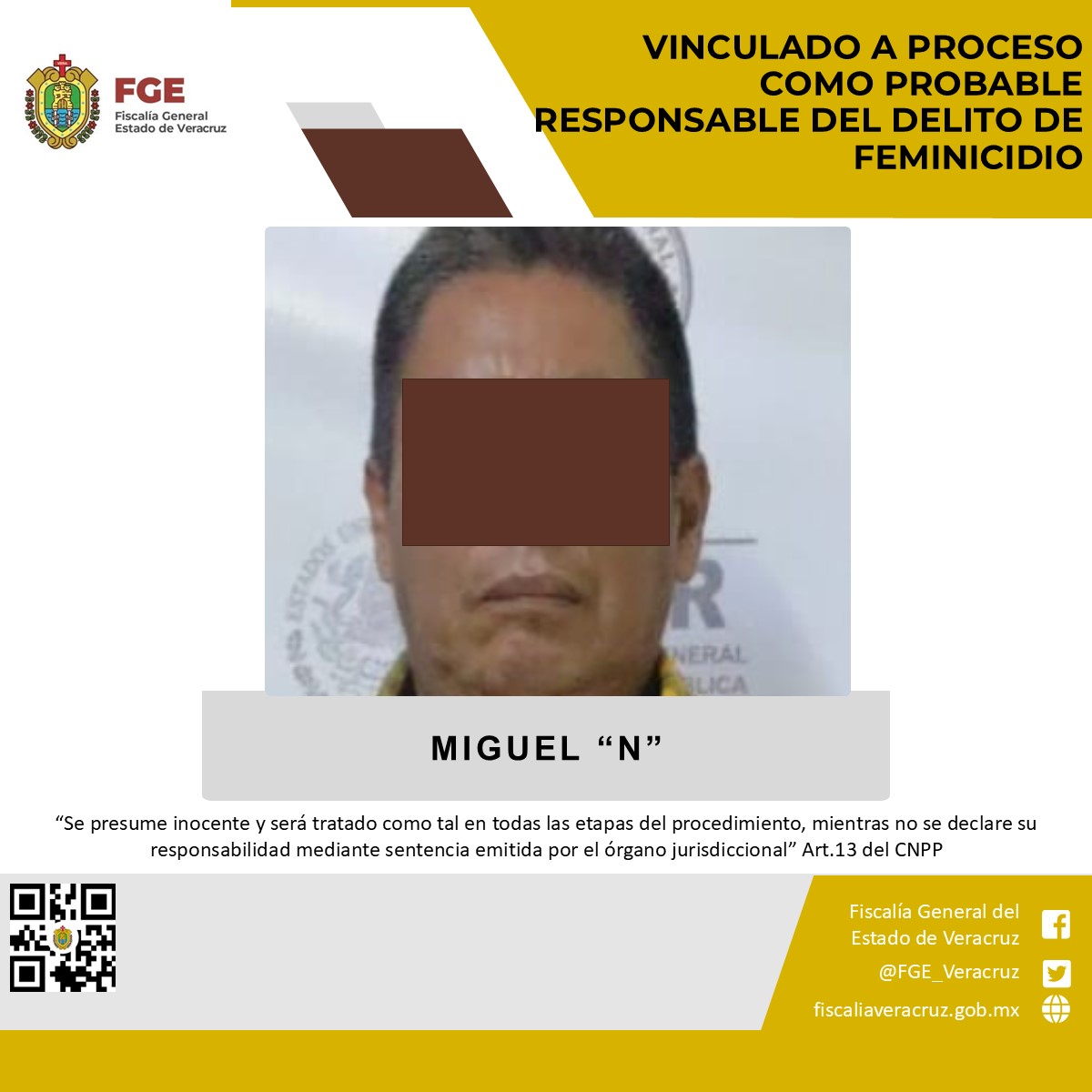 Vinculado a proceso como probable responsable del delito de feminicidio