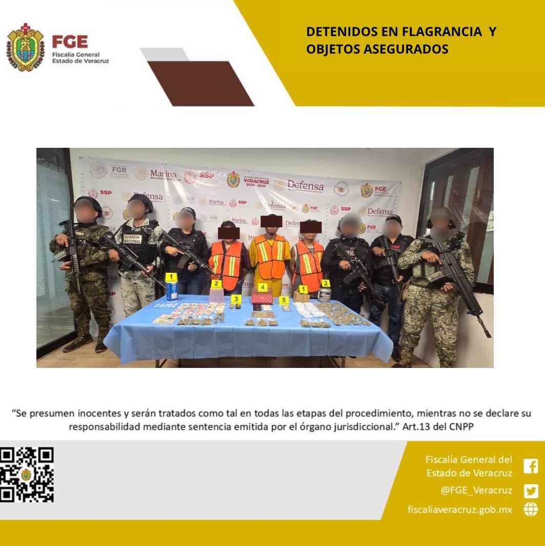 TRES PERSONAS DETENIDAS Y OBJETOS ASEGURADOS EN OPERATIVO DE CATEO CON FUERZAS FEDERALES Y ESTATALES EN RAFAEL DELGADO