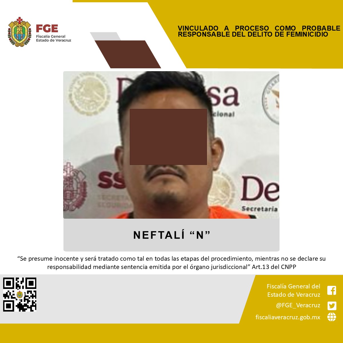 Vinculado a proceso como probable responsable del delito de feminicidio