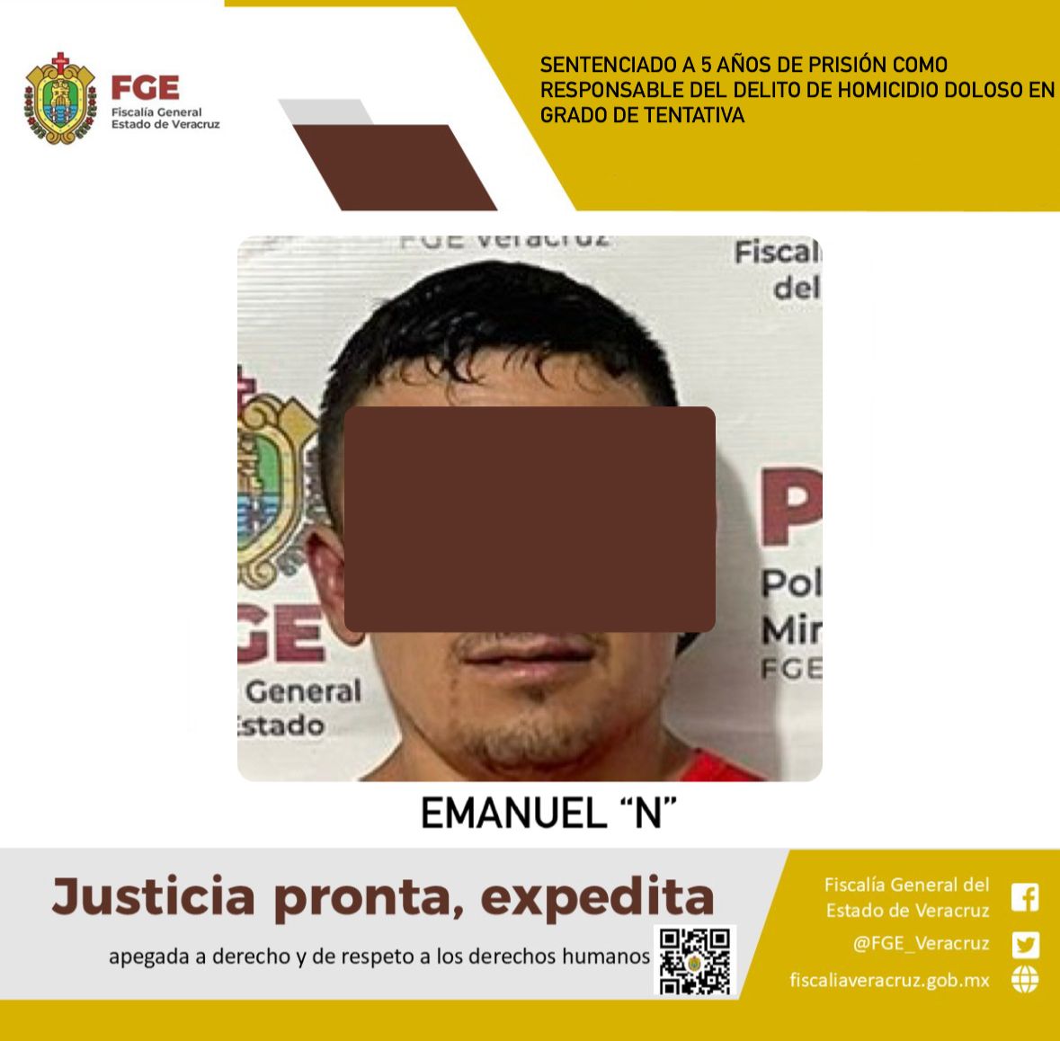 Sentenciado a 5 años de prisión como responsable del delito de homicidio doloso en grado de tentativa
