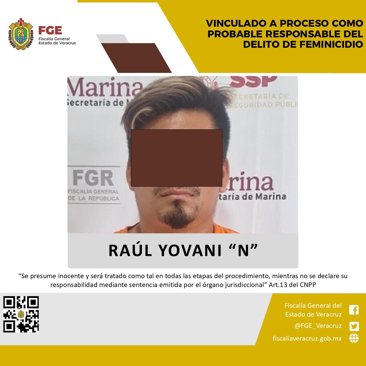 Vinculado a proceso como probable responsable del delito de feminicidio