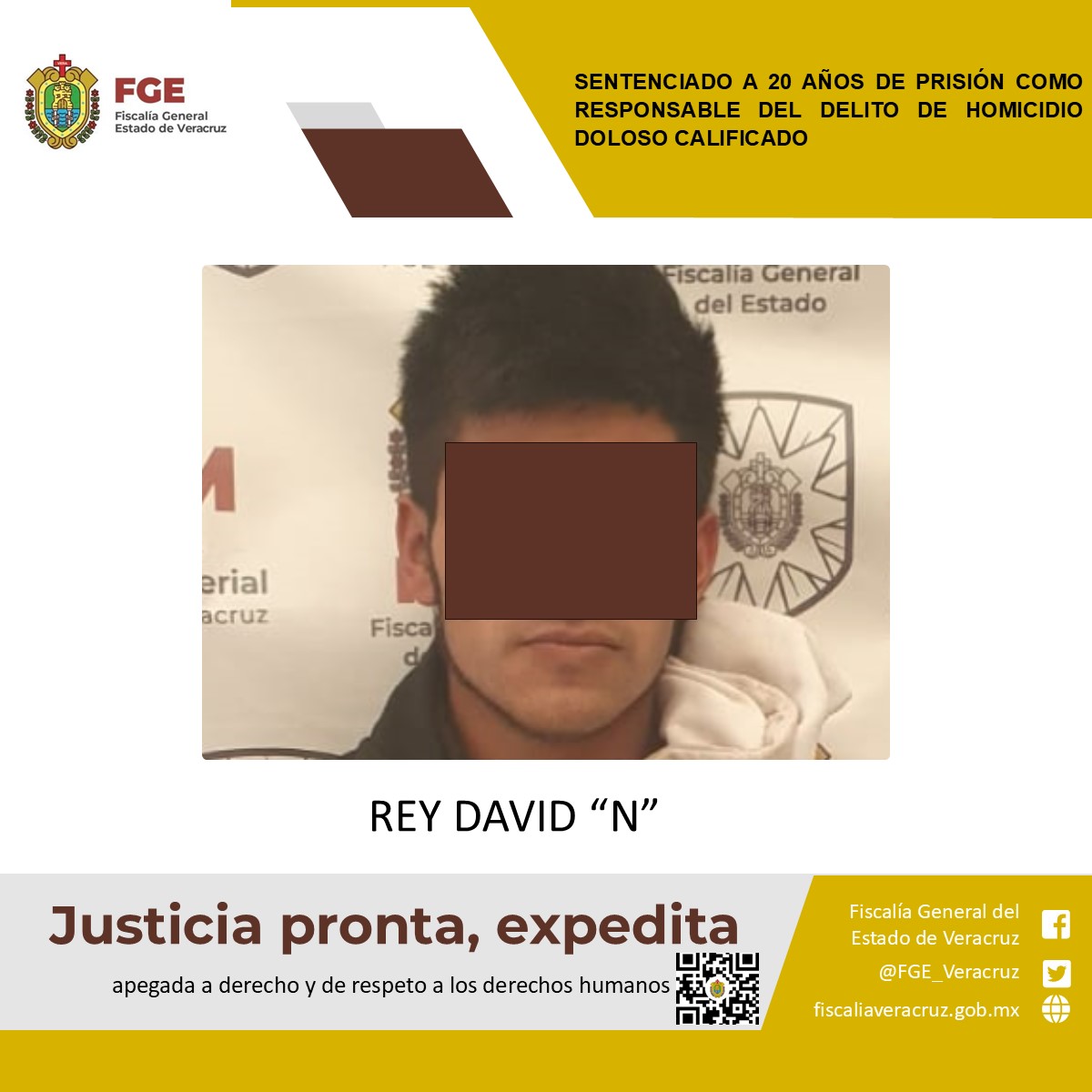 Sentenciado a 20 años de prisión como responsable del delito de homicidio doloso calificado