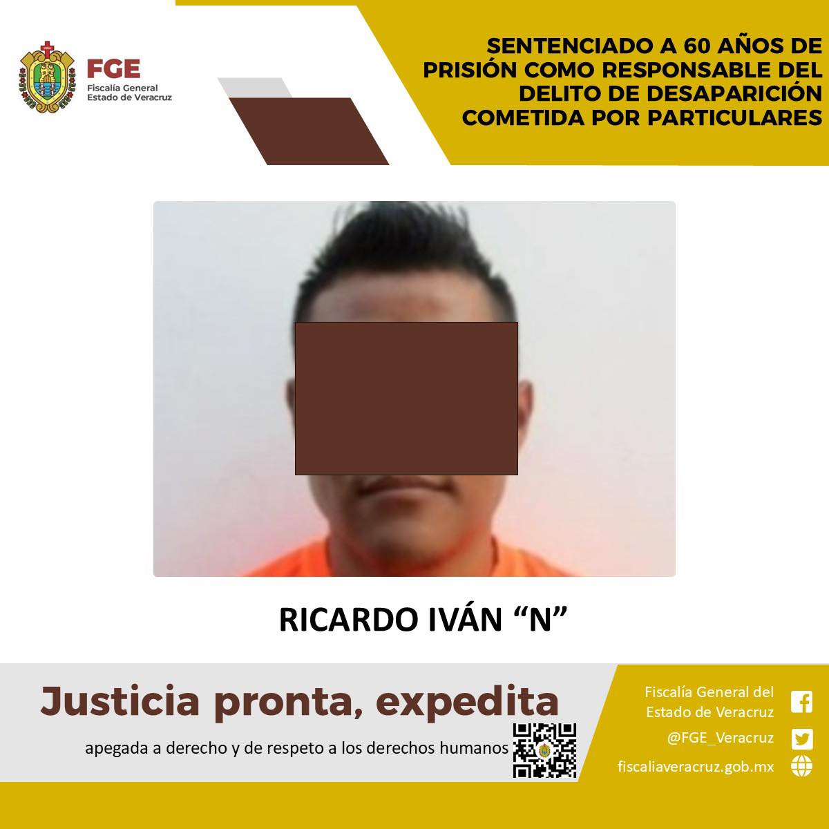 SENTENCIADO A 60 AÑOS DE PRISIÓN COMO RESPONSABLE DEL DELITO DE DESAPARICIÓN COMETIDA POR PARTICULARES
