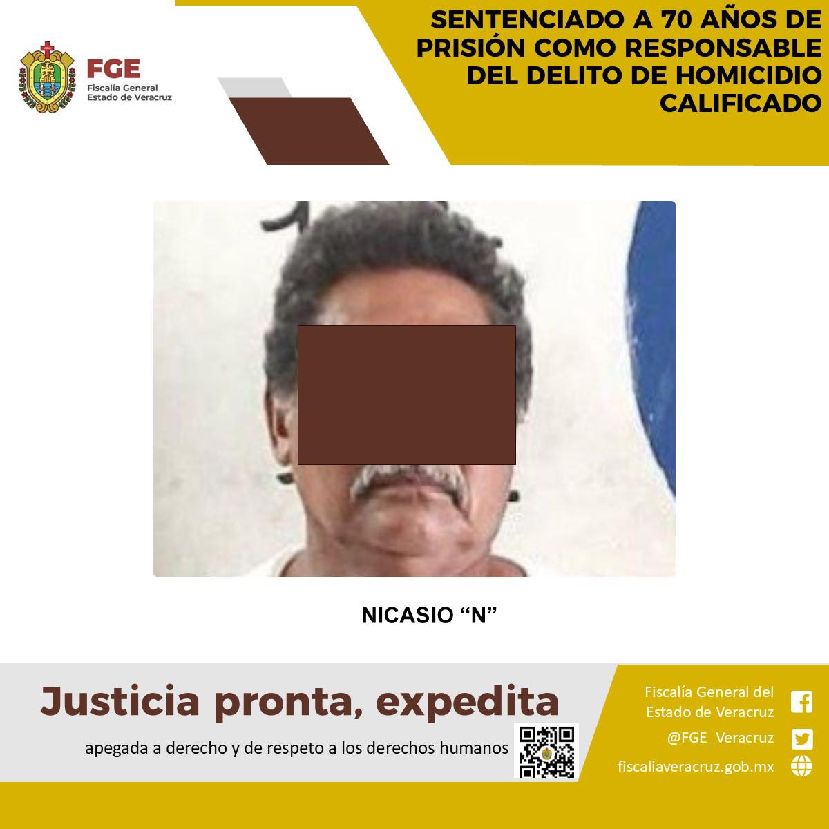 SENTENCIADO A 70 AÑOS DE PRISIÓN COMO RESPONSABLE DEL DELITO DE HOMICIDIO CALIFICADO