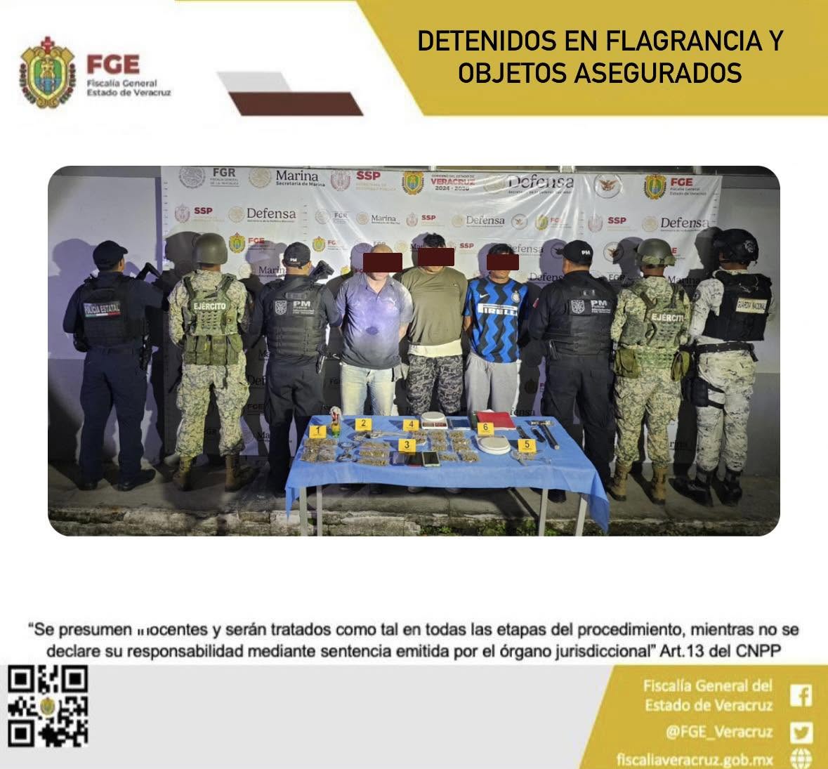 TRES PERSONAS DETENIDAS Y OBJETOS ASEGURADOS EN OPERATIVO DE CATEO CON FUERZAS FEDERALES Y ESTATALES EN XALAPA