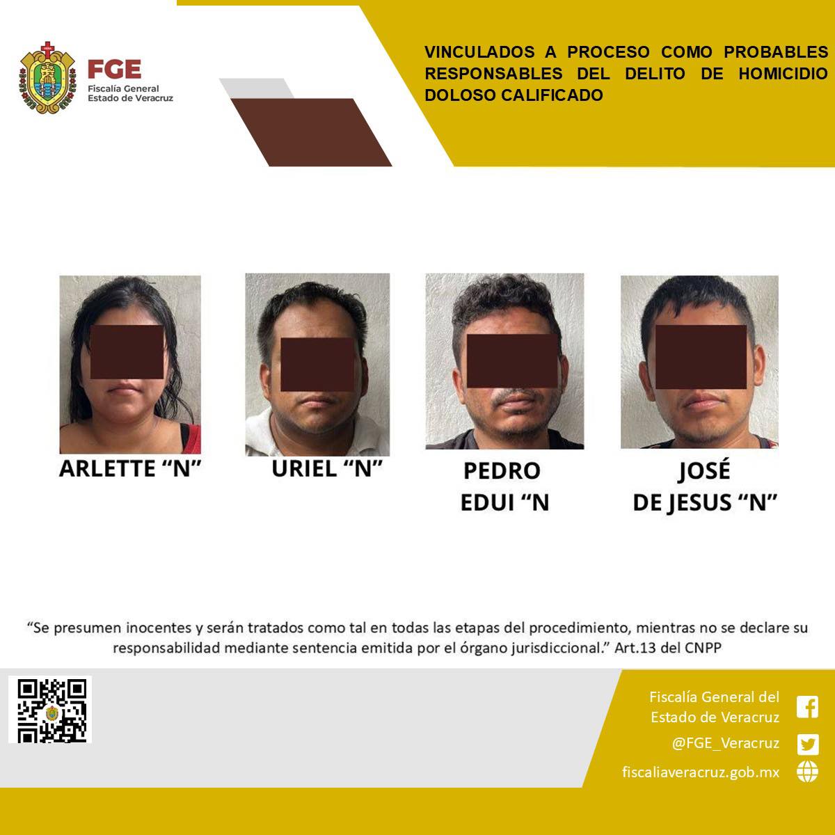 Vinculados a proceso como probables responsables del delito de homicidio doloso calificado