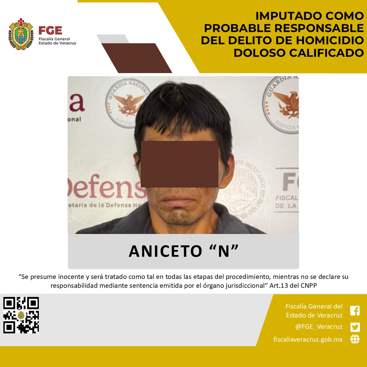 Imputado como probable responsable del delito de homicidio doloso calificado