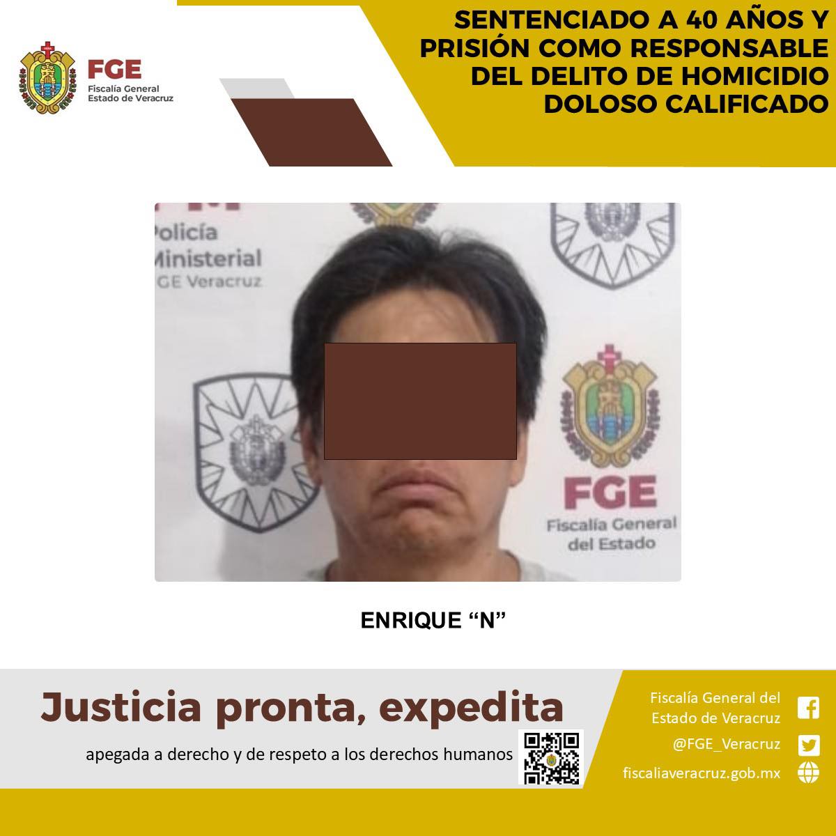 SENTENCIADO A 40 AÑOS Y PRISIÓN COMO RESPONSABLE DEL DELITO DE HOMICIDIO DOLOSO CALIFICADO