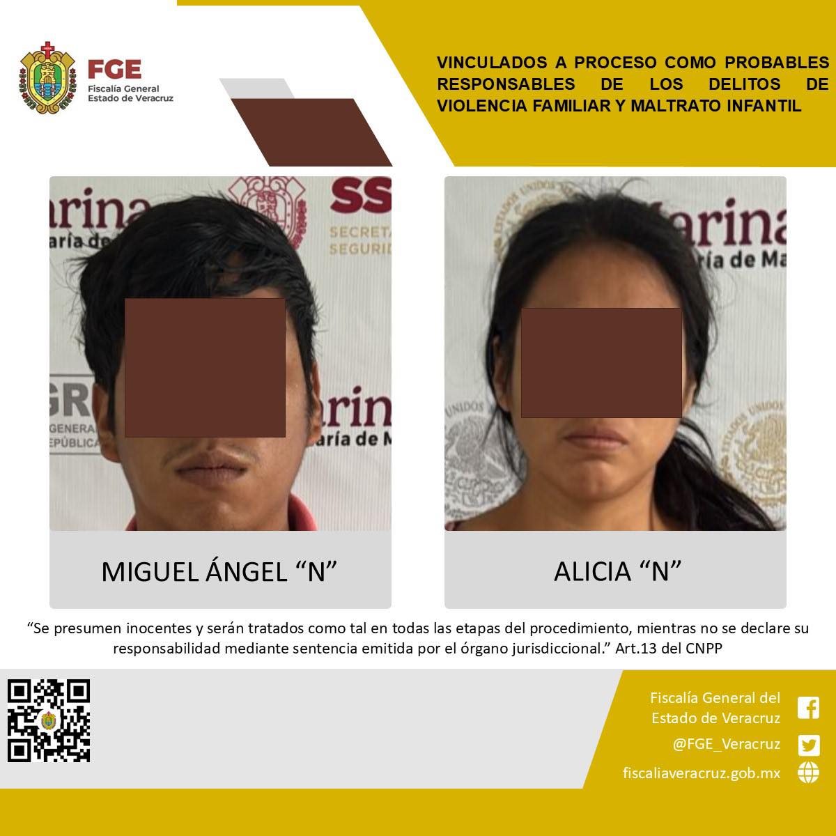 Vinculados a proceso como probables responsables de los delitos de violencia familiar y maltrato infantil