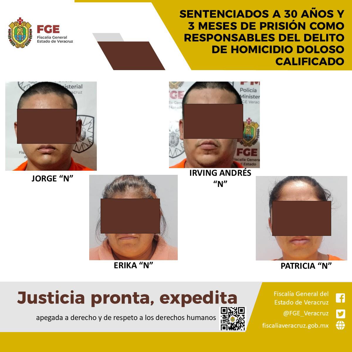 SENTENCIADOS A 30 AÑOS Y 3 MESES DE PRISIÓN COMO RESPONSABLES DEL DELITO DE HOMICIDIO DOLOSO CALIFICADO