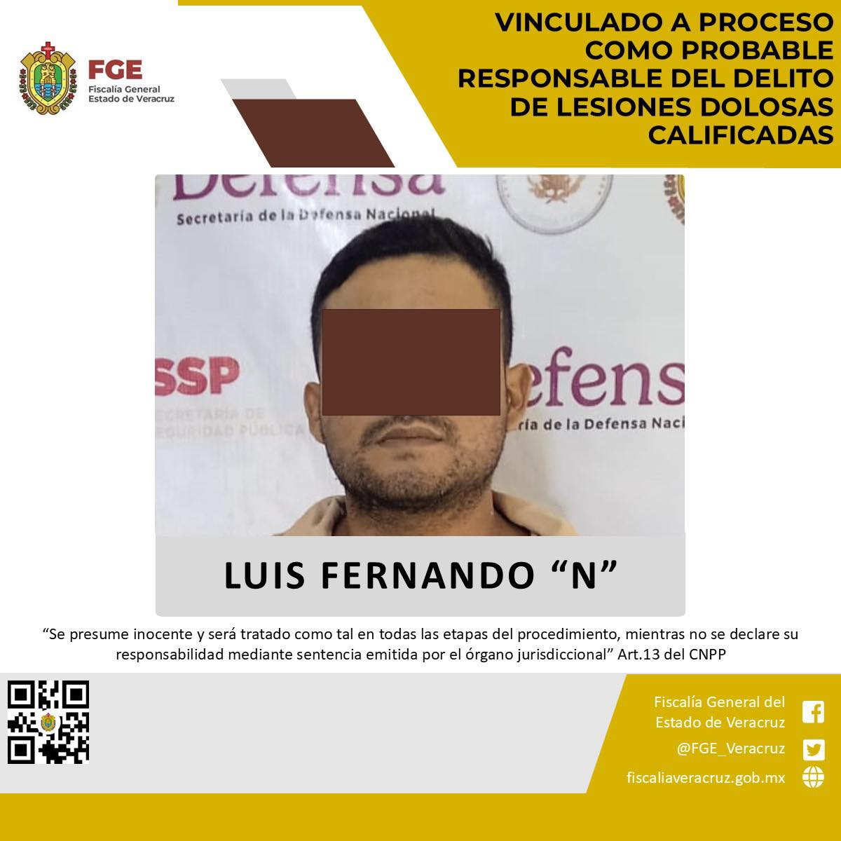 Vinculado a proceso como probable responsable del delito de lesiones dolosas calificadas