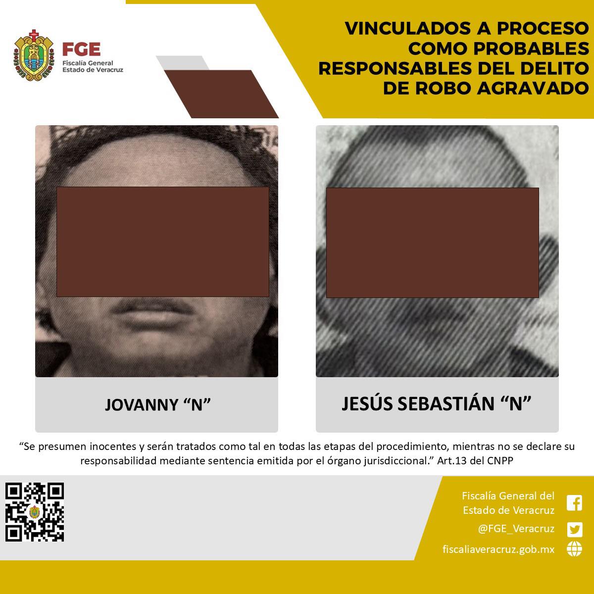 VINCULADOS A PROCESO COMO PROBABLES RESPONSABLES DEL DELITO DE ROBO AGRAVADO