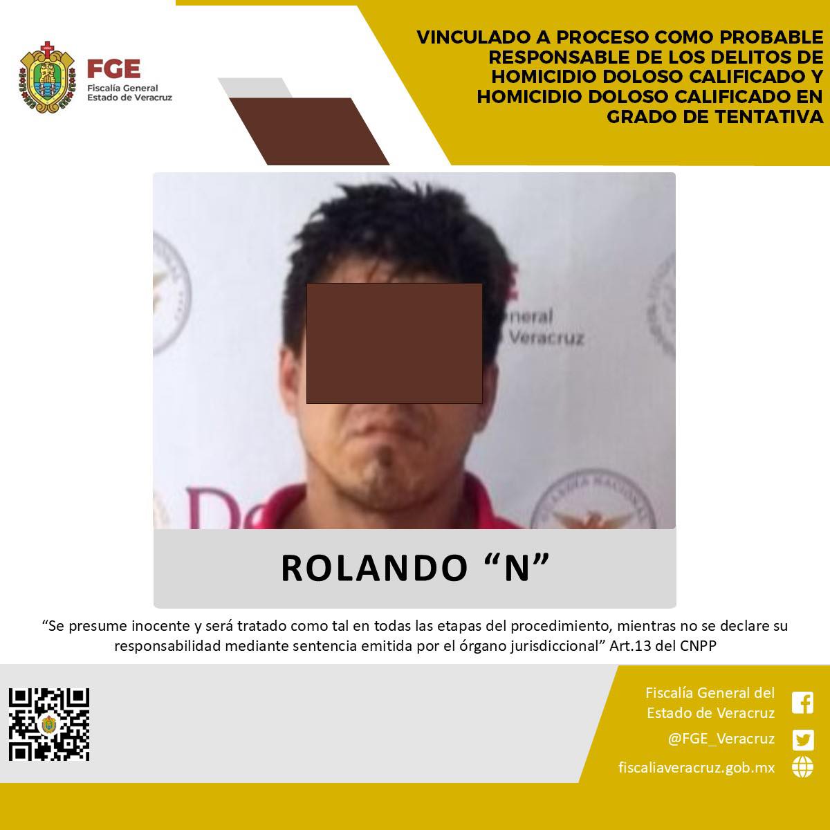 Vinculado a proceso como probable responsable de los delitos de homicidio doloso calificado y homicidio doloso calificado en grado de tentativa.