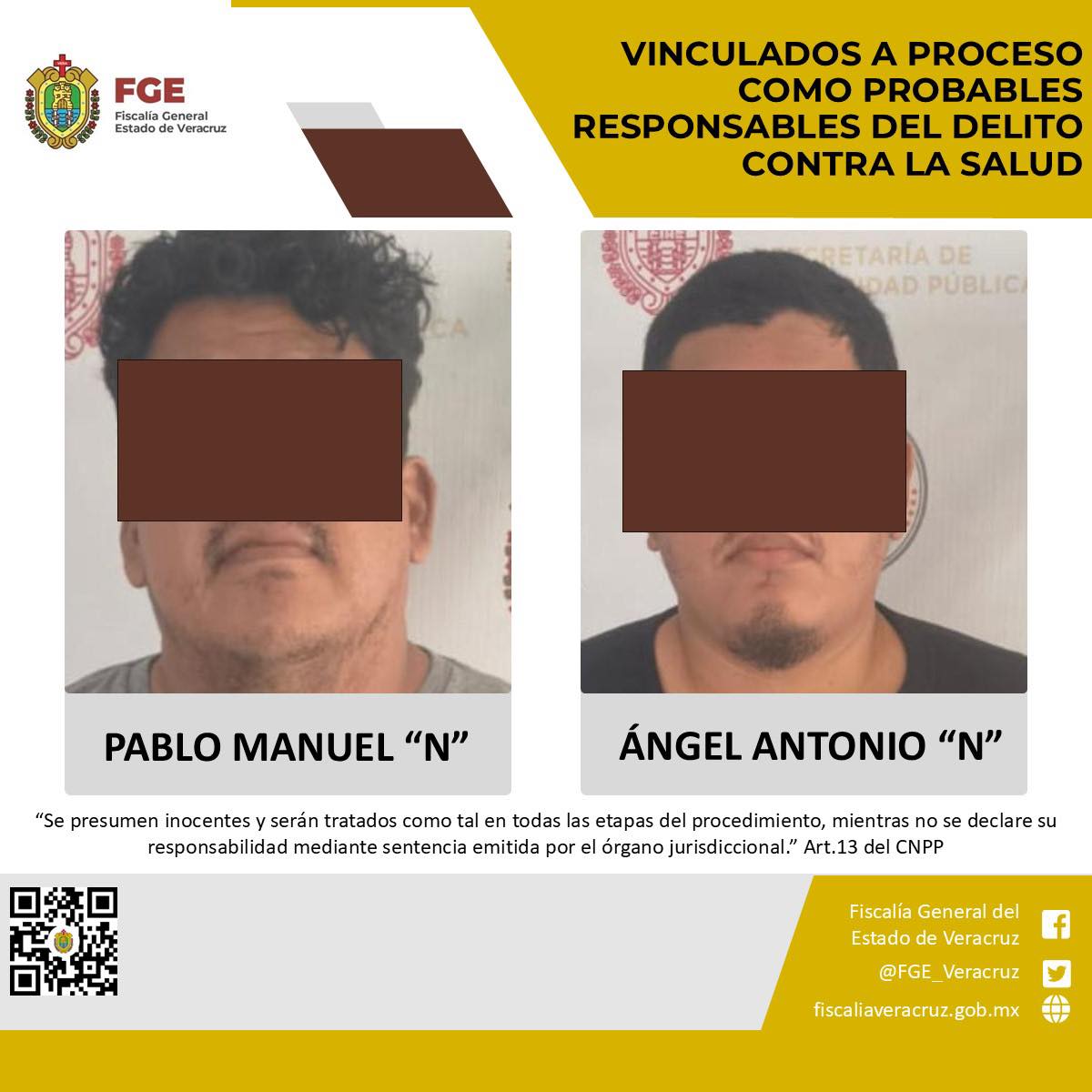 VINCULADOS A PROCESO COMO PROBABLES RESPONSABLES DEL DELITO CONTRA LA SALUD