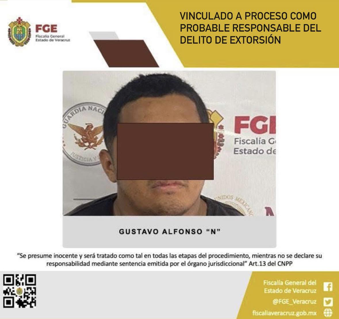 UECS VINCULA A PROCESO A PROBABLE RESPONSABLE DEL DELITO DE EXTORSIÓN EN VERACRUZ