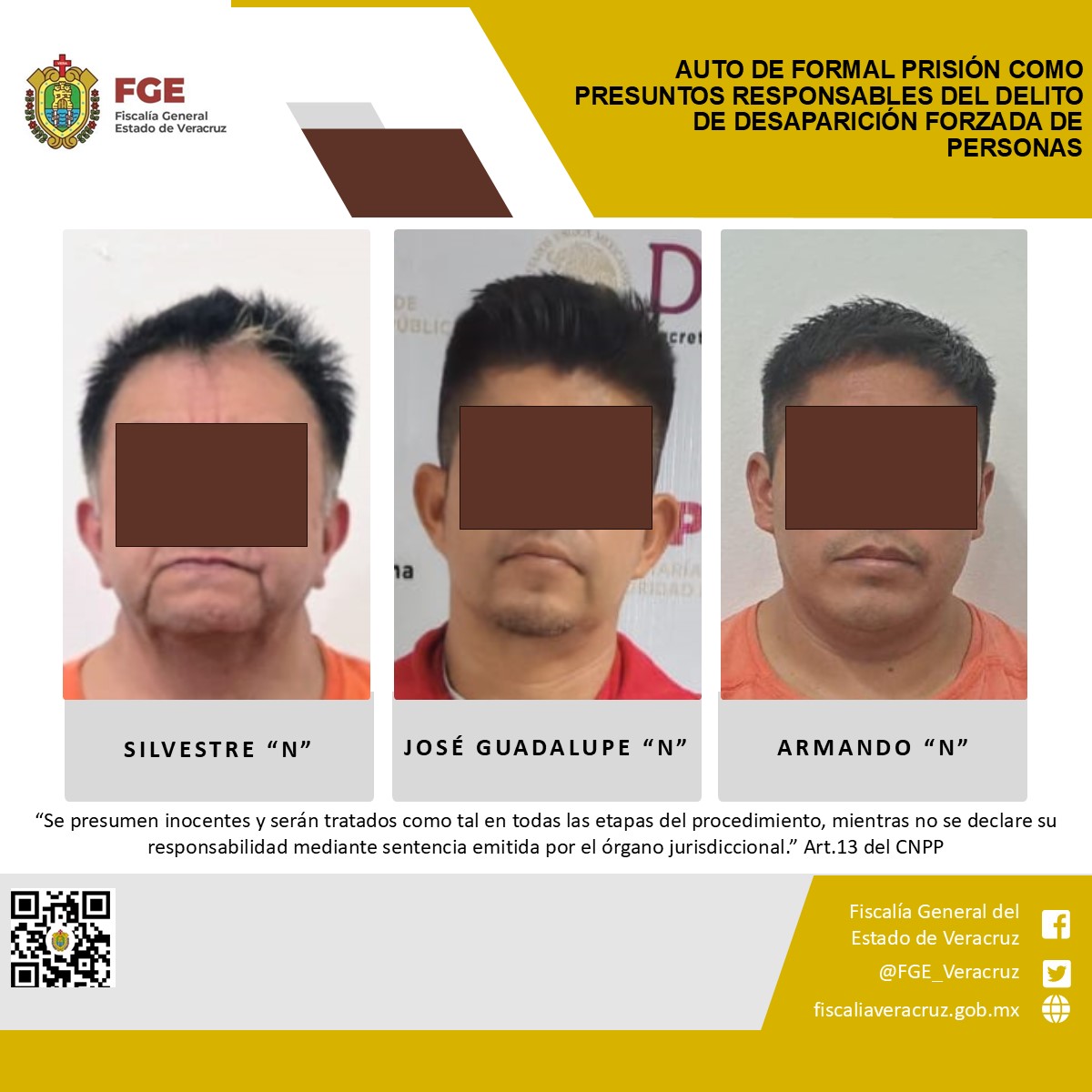 Auto de formal prisión como presuntos responsables del delito de desaparición forzada de personas