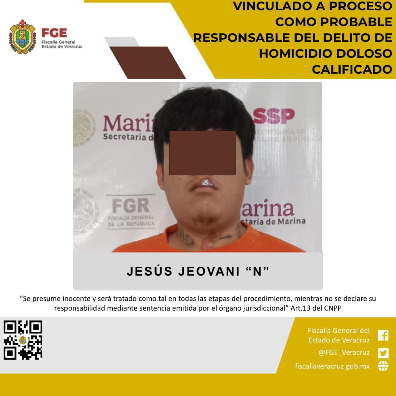 FGE EJECUTA OTRA ORDEN DE APREHENSIÓN Y OBTIENE VINCULACIÓN A PROCESO POR HOMICIDIO DOLOSO CALIFICADO