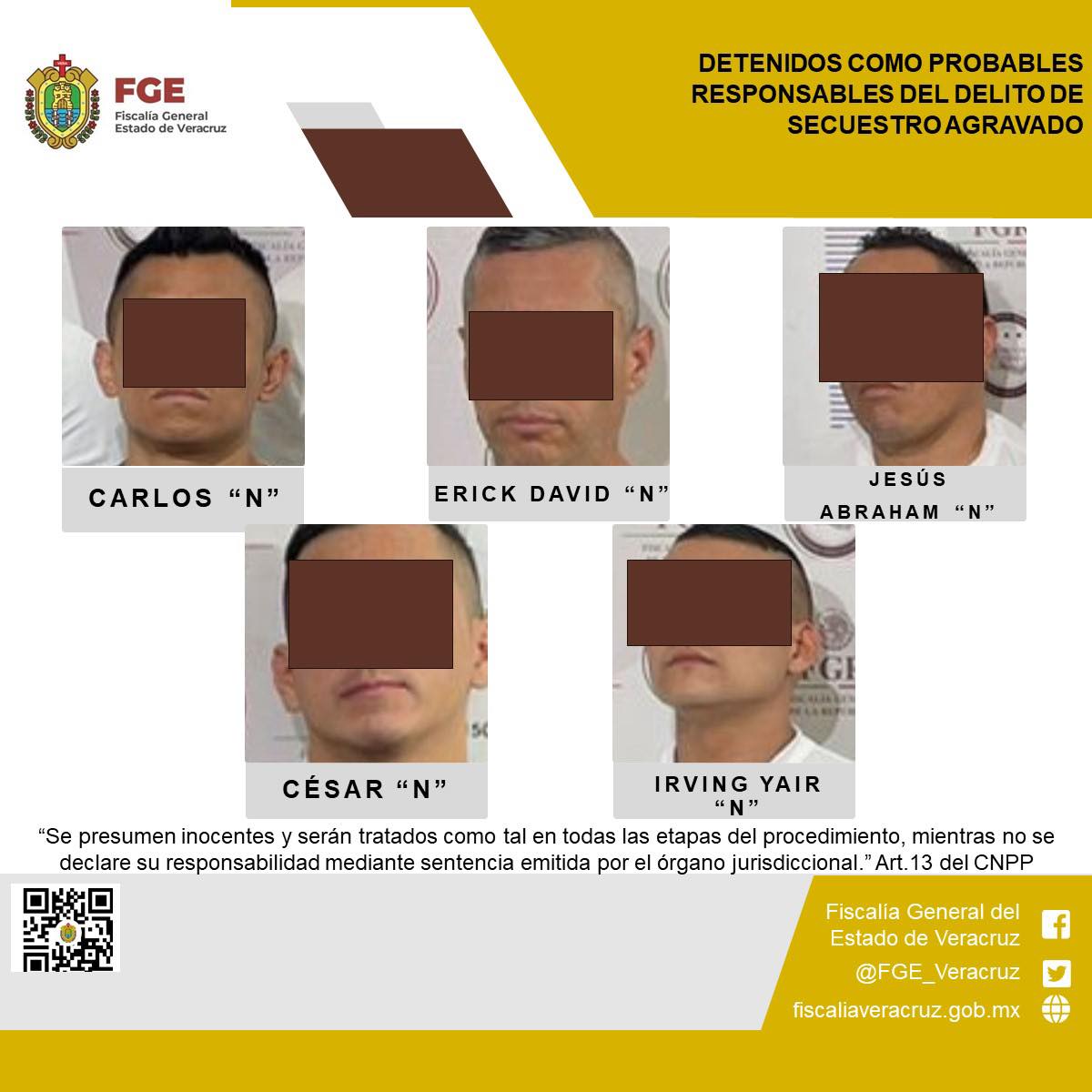 Aprehendidos en Xalapa por su probable participación en secuestro agravado