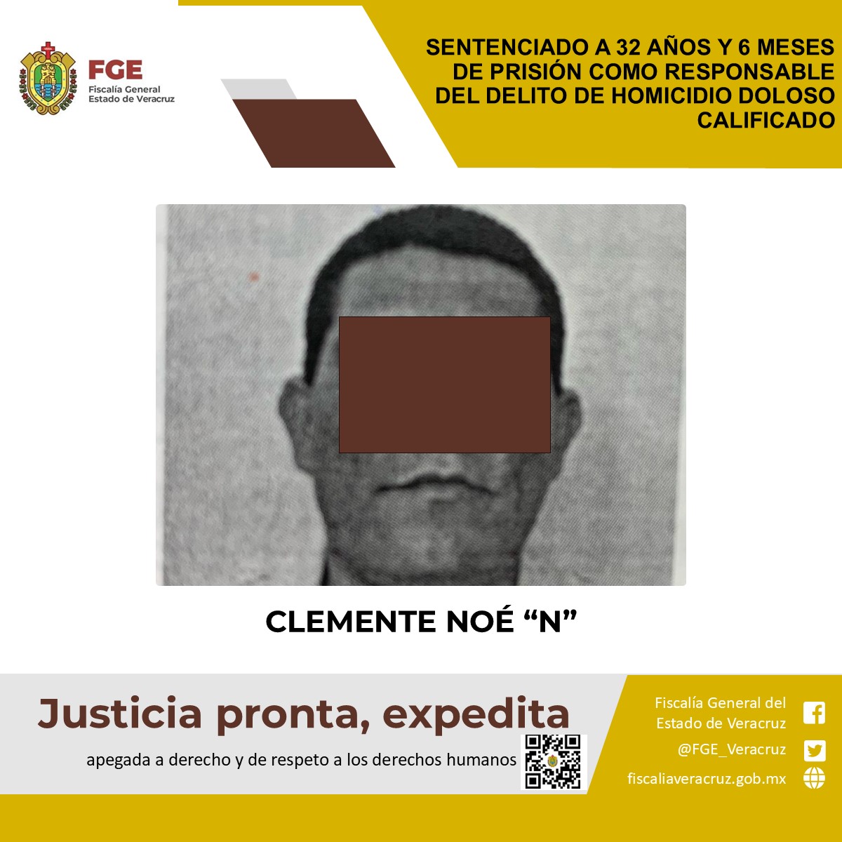 Sentenciado a 32 años y 6 meses de prisión como responsable del delito de homicidio doloso calificado en agravio del periodista José Moisés Sánchez Cerezo