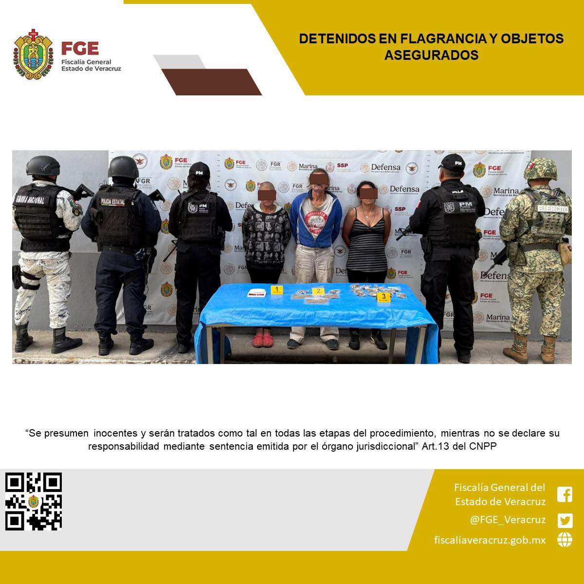 TRES PERSONAS DETENIDAS Y OBJETOS ASEGURADOS EN OPERATIVO DE CATEO CON FUERZAS FEDERALES Y ESTATALES EN XALAPA