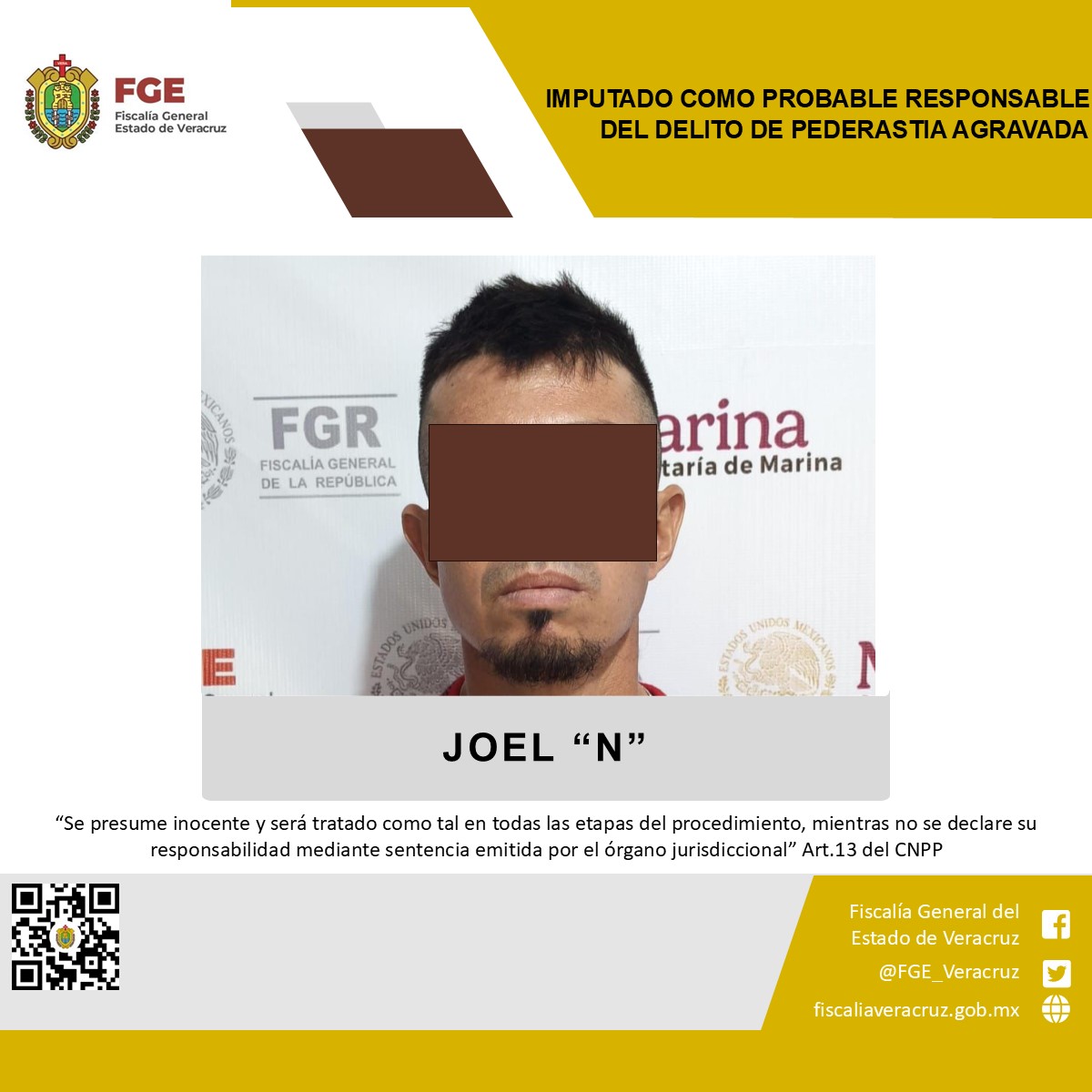 Imputado como probable responsable del delito de pederastia agravada