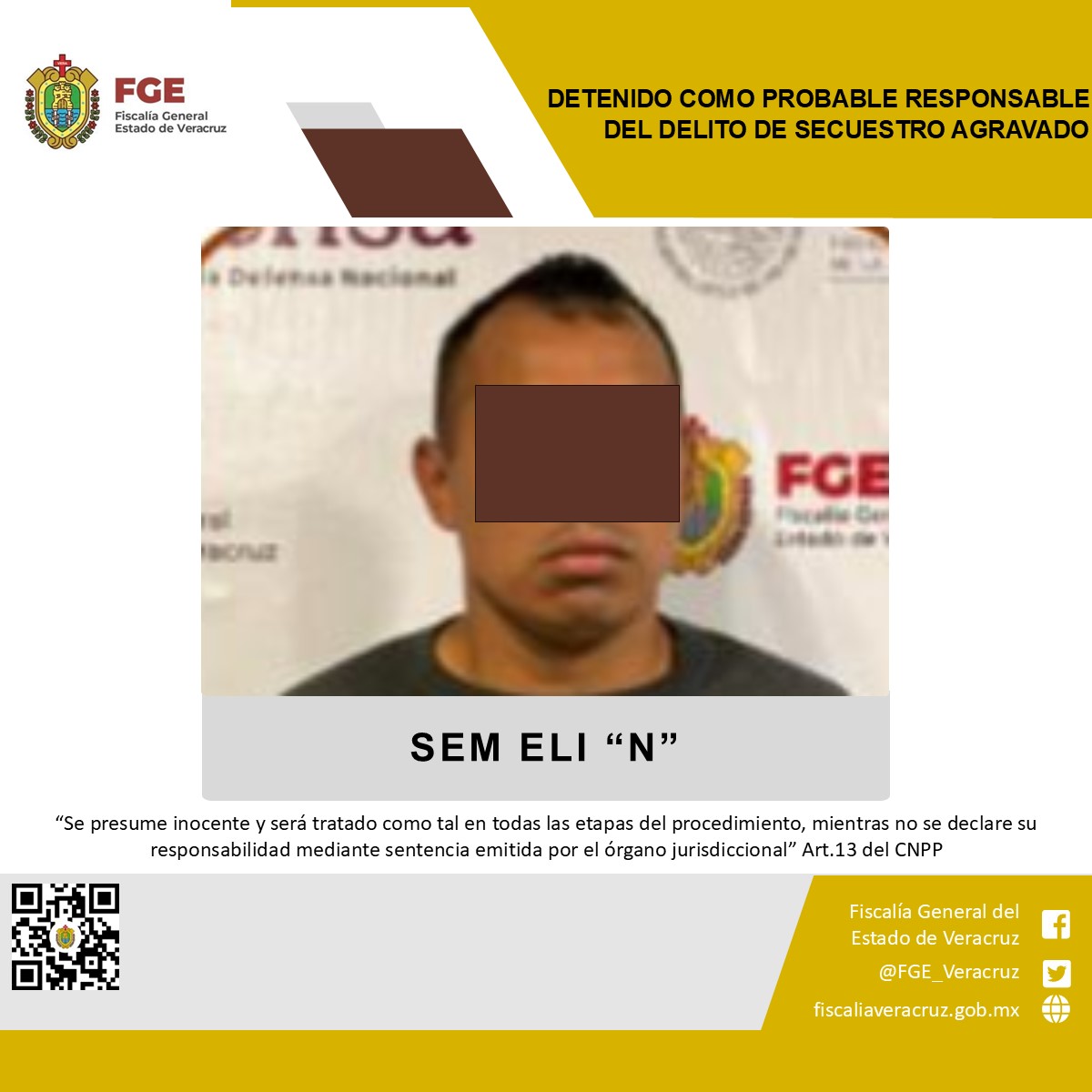 Detenido presunto integrante de célula delincuencial de Martínez de la Torre como probable responsable del delito de secuestro agravado