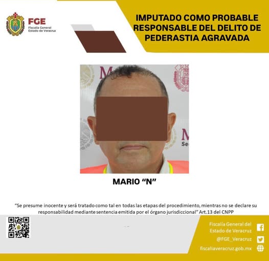 FISCALÍA ESPECIALIZADA IMPUTA A PROBABLE RESPONSABLE POR PEDERASTIA AGRAVADA EN TIERRA BLANCA Y CUITLÁHUAC.