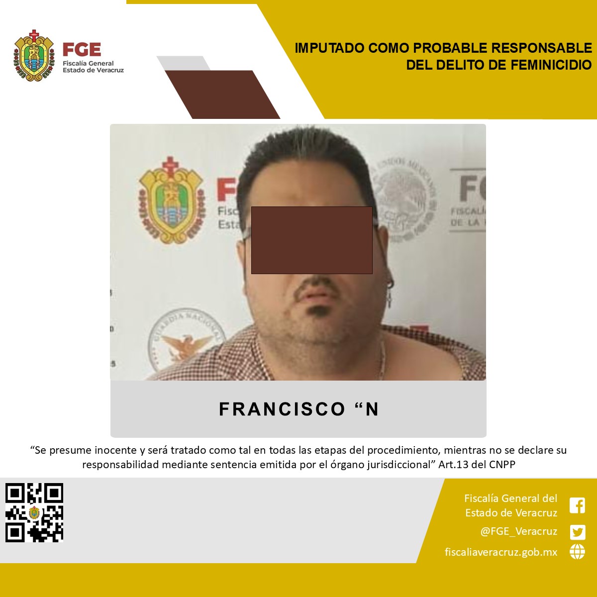 Imputado como probable responsable del delito de feminicidio