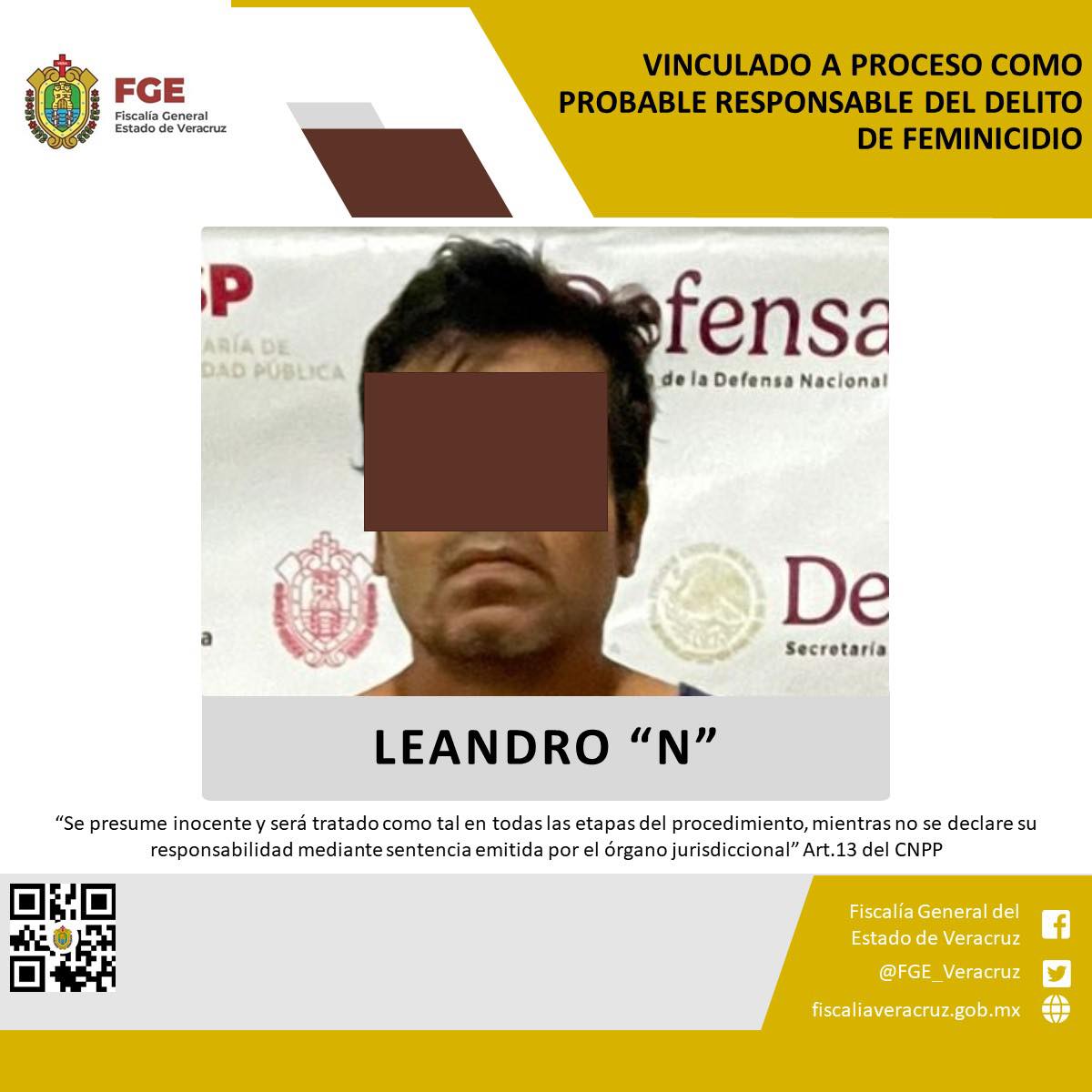 Vinculado a proceso como probable responsable del delito de feminicidio