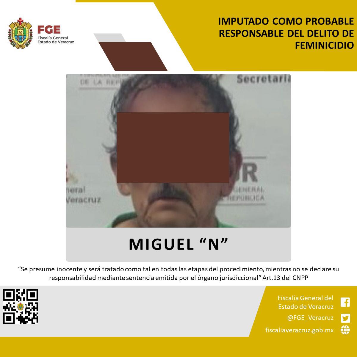 FISCALÍA ESPECIALIZADA IMPUTA A PROBABLE RESPONSABLE POR FEMINICIDIO EN FORTÍN DE LAS FLORES.