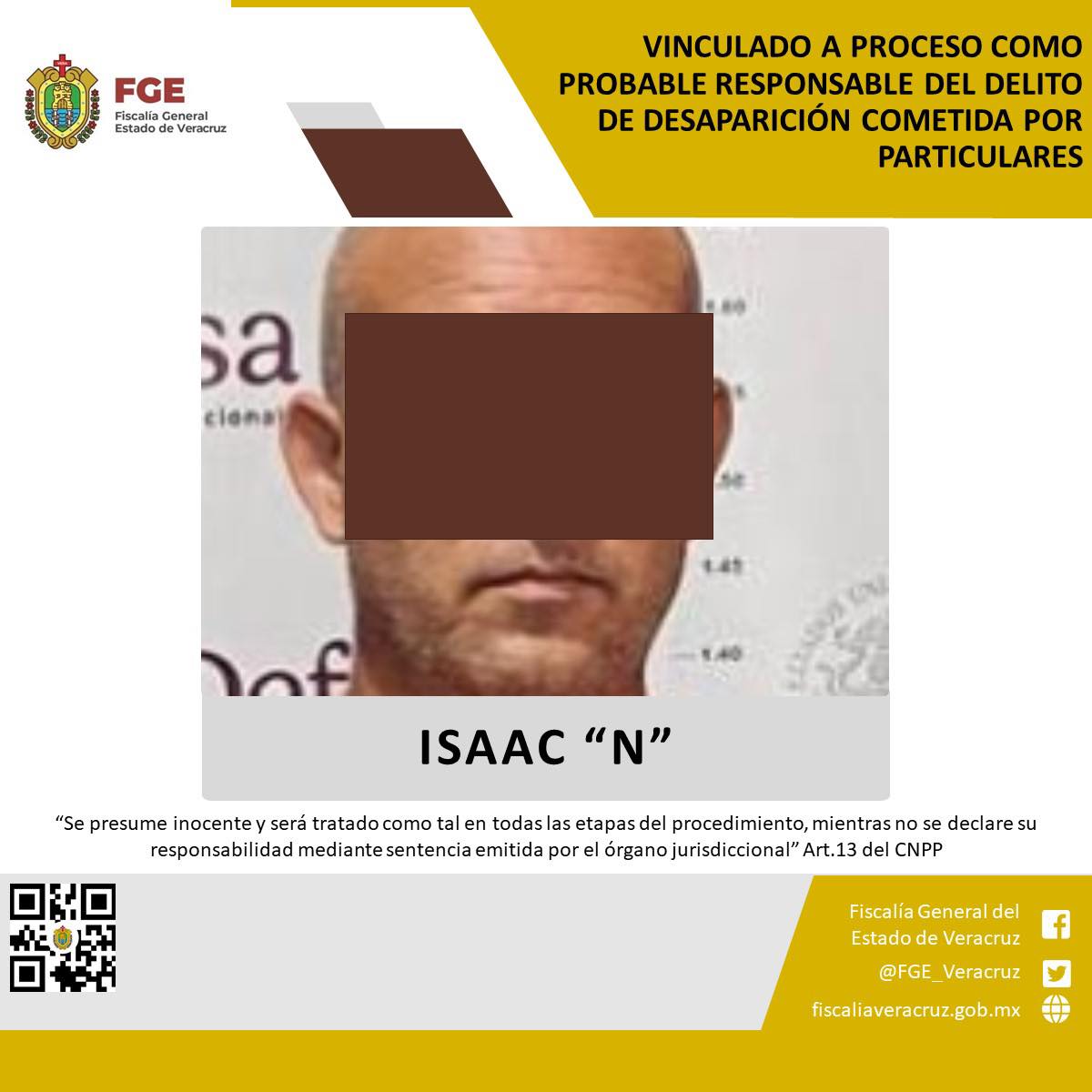 VINCULADO A PROCESO COMO PROBABLE RESPONSABLE DEL DELITO DE DESAPARICIÓN COMETIDA POR PARTICULARES.