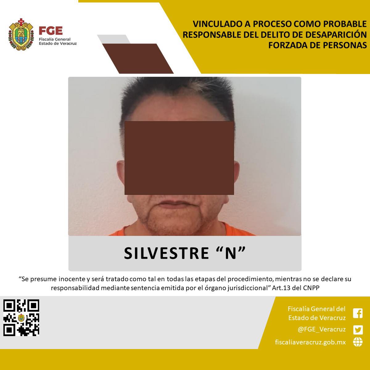 FGE OBTIENE VINCULACIÓN A PROCESO CONTRA PROBABLE RESPONSABLE DEL DELITO DE DESAPARICIÓN FORZADA DE PERSONAS.
