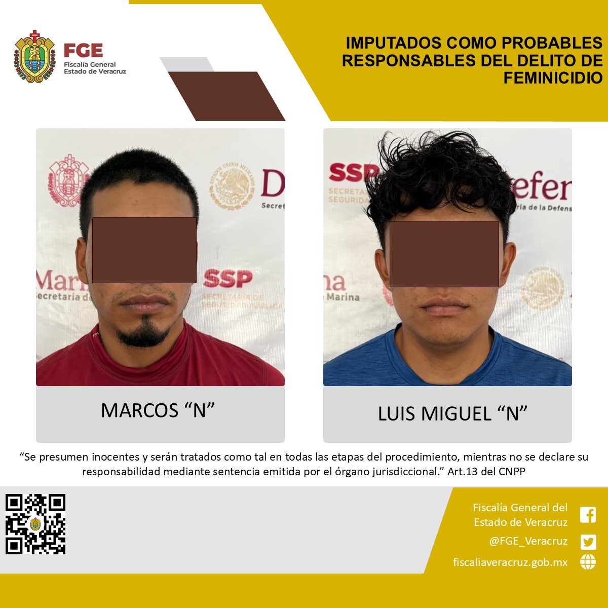 Imputados como probables responsables del delito de feminicidio